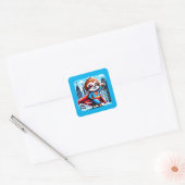 Super Sloth Funny Pixel Art Hero Cityscape Design Vierkante Sticker (Envelop)