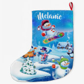 Super Snowman party aangepaste kerstkous Grote Kerstsok (Achterkant)