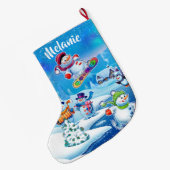 Super Snowman party aangepaste kerstkous Grote Kerstsok (Achterkant (Hangend))