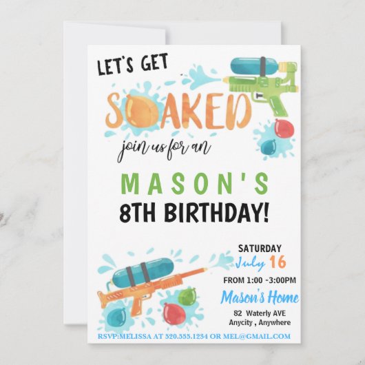 Super Soaker Different Birthday Invitation Kaart (Voorkant)
