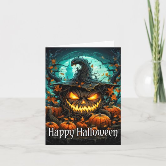 Super Spooky Glowing Halloween Pumpkin Kaart (Voorkant)