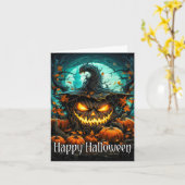 Super Spooky Glowing Halloween Pumpkin Kaart (Gele Bloem)