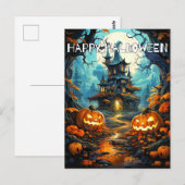 Super Spooky Haunted House & Pompoenen Briefkaart (Voorkant / Achterkant)