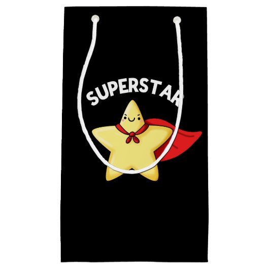 Super Star Funny Astronomy Pun Dark BG Klein Cadeauzakje (Voorkant)