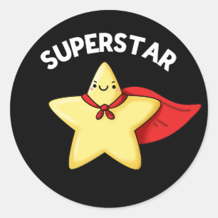 Super Star Funny Astronomy Pun Dark BG Ronde Sticker