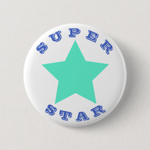 SUPER STAR Grote Blauwgroen Star-Button Ronde Button 5,7 Cm