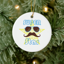 Super Star met zonnebril en snor Keramisch Ornament