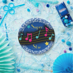 Super Star-Muzieknoten - Klassieke ronde Papieren Bordje