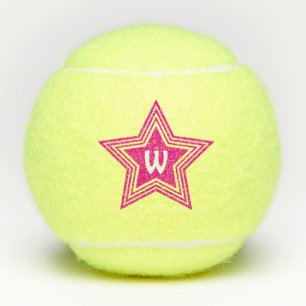 Super Star Pink Monogram Initiaal Tennisballen