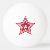 Super Star Red Monogram Initiaal Pingpongballen (Voorkant)