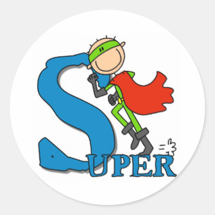 Super Stick Figuur Hero Ronde Sticker