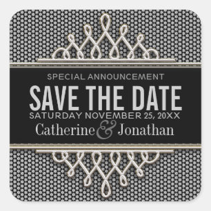 Super Stijl Zwart Zilver Save the Date Sticker