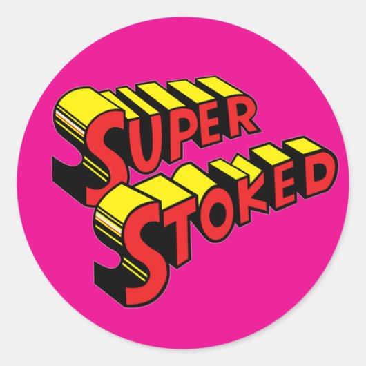 Super Stoked Roze Sticker (Voorkant)