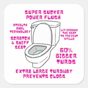 Super Sucker Toilet Humor Vierkante Sticker
