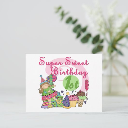 Super Sweet 1e Verjaardag T-shirts en geschenken Briefkaart (Staand voorkant)