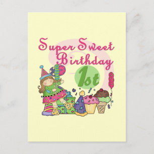 Super Sweet 1e Verjaardag T-shirts en geschenken Briefkaart