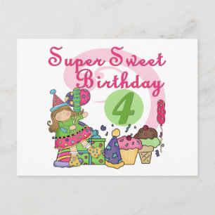 Super Sweet 4e verjaardag T-shirts en geschenken Briefkaart