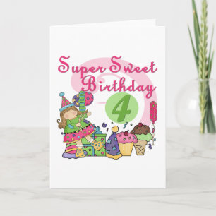 Super Sweet 4e verjaardag T-shirts en geschenken Kaart