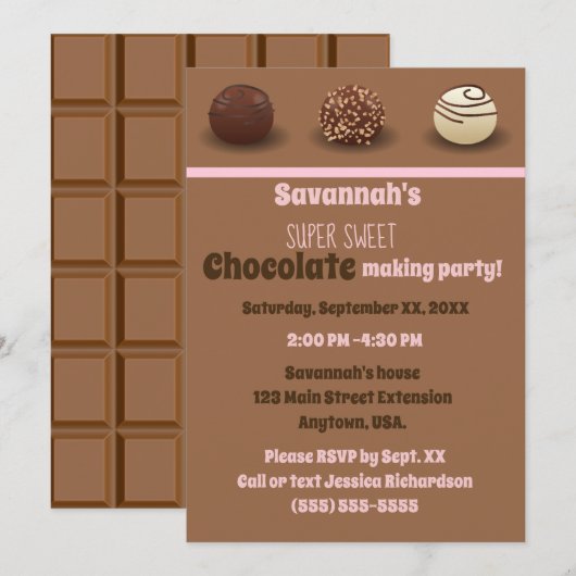 Super Sweet Chocolade Making Birthday Party Kaart (Voorkant / Achterkant)