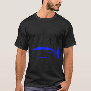 Super Tonijn Schattige Blauwe Vis Tekening Minimal T-shirt