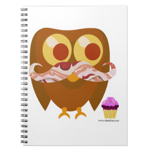 Super Trendy Bacon Mustache Owl Cartoon Notitieboek