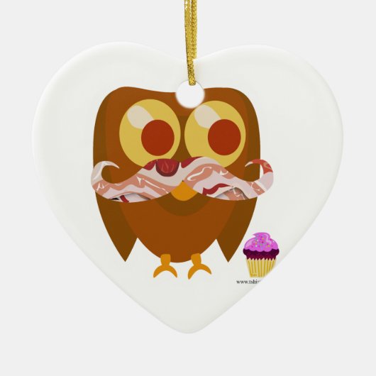 Super Trendy Bacon Mustache Owl Keramisch Ornament (Voorkant)