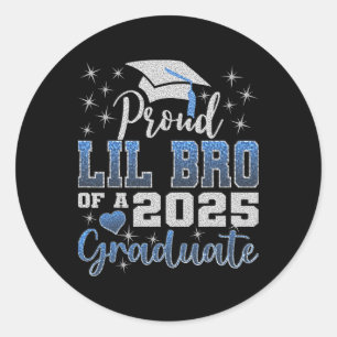 Super trotse Lil Bro van 2025 Afstuderen Geweldige Ronde Sticker