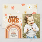 SUPER UN premier anniversaire invitation avec phot (Devant / Derrière)