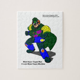 Super Vegan Man (Onze Mascot) Jigzaag Puzzle Legpuzzel