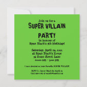 Super vilain Invitation de fête d'anniversaire Gre (Dos)