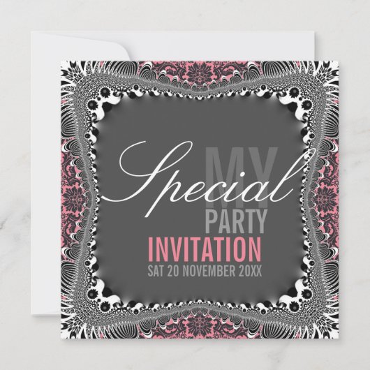 Super Vintage Damask Invitations spéciales (Devant)