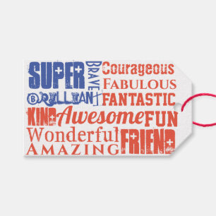 Super Vriend Positieve Waardering VS Vlag Cadeaulabel