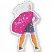 Super Vrouw Moeder Dochter Meisje Baas Held Sticker (Voorkant)
