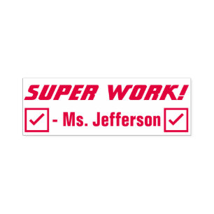 "SUPER WORK!" Educator Rubber Stamp Zelfinktende Stempel