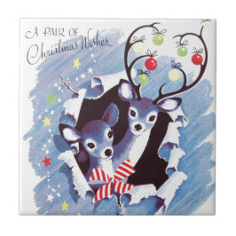 Super Zoete Vintage Blauwe Kerstmis van het Tegeltje