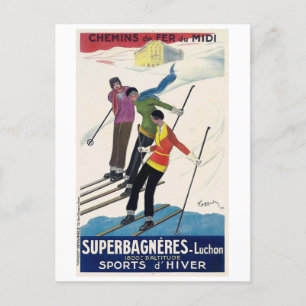 Superbagnères-Luchon France Vintage Poster 1929 Briefkaart