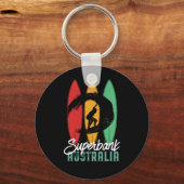 Superbank Beach Australia Retro Surfing Sleutelhanger (Voorkant)