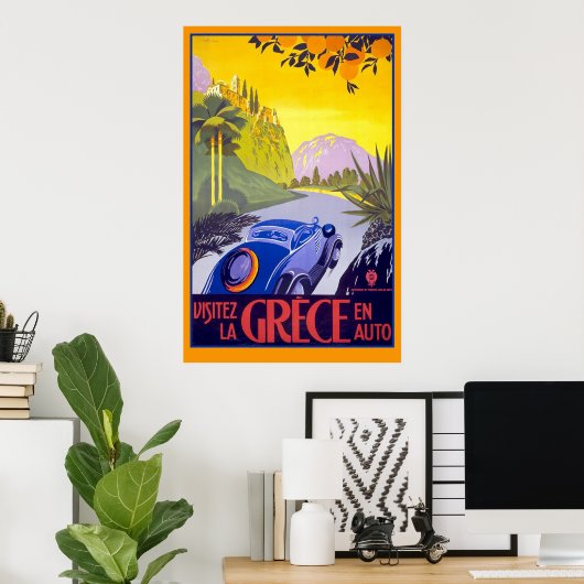 Superbe affiche Vintage voyage de Grèce (Bureau à domicile)