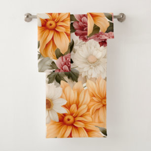 Superbe aquarelle Florale Imprimer Orange Automne