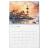 Superbe aquarelle phare 12 mois Calendrier (Feb 2027)