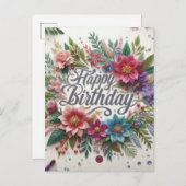 Superbe Beauté Florale Anniversaire Carte postale (Devant / Derrière)
