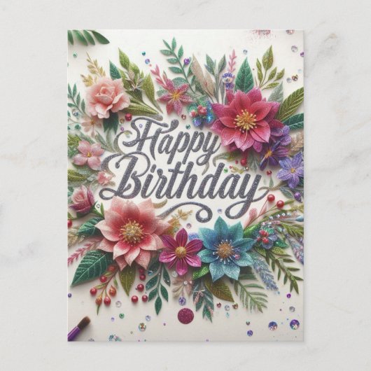 Superbe Beauté Florale Anniversaire Carte postale (Devant)