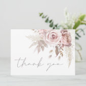Superbe Blush Floral Mariage Carte de remerciement (Debout devant)