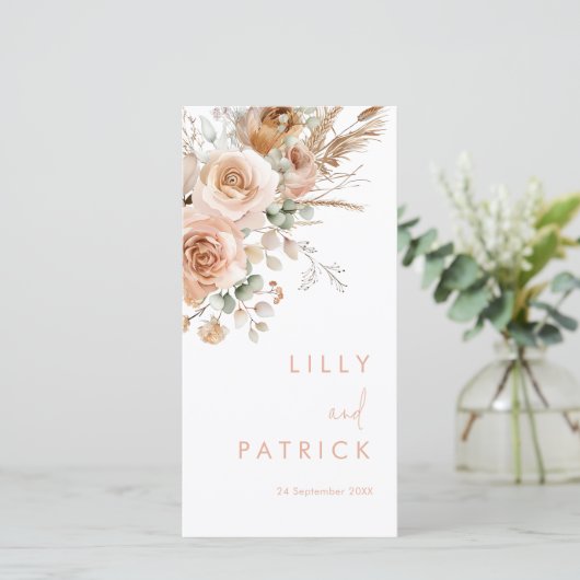 Superbe Boho Floral Wedding Programme (Debout devant)