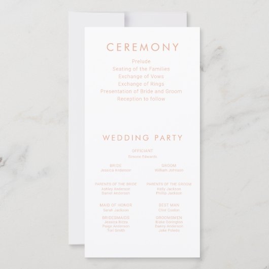 Superbe Boho Floral Wedding Programme (Dos)
