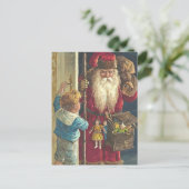 Superbe carte postale de Noël Père Noël victorienn (Debout devant)