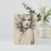 Superbe carte postale femme Vintage (Debout devant)