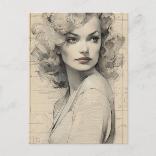 Superbe carte postale femme Vintage (Devant)