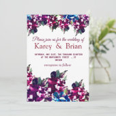 Superbe carte Rose Floral Faire-part de mariage (Debout devant)