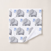 Superbe crèche d'éléphants de Baby shower bleu (Gant de toilette)